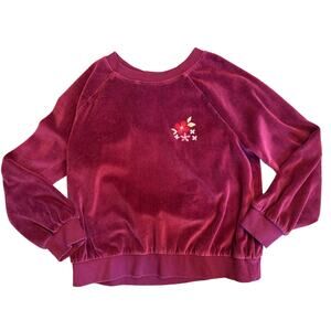 Girls Velour Track Suit Sweat Shirt Style Top Soft Size L (10-12)